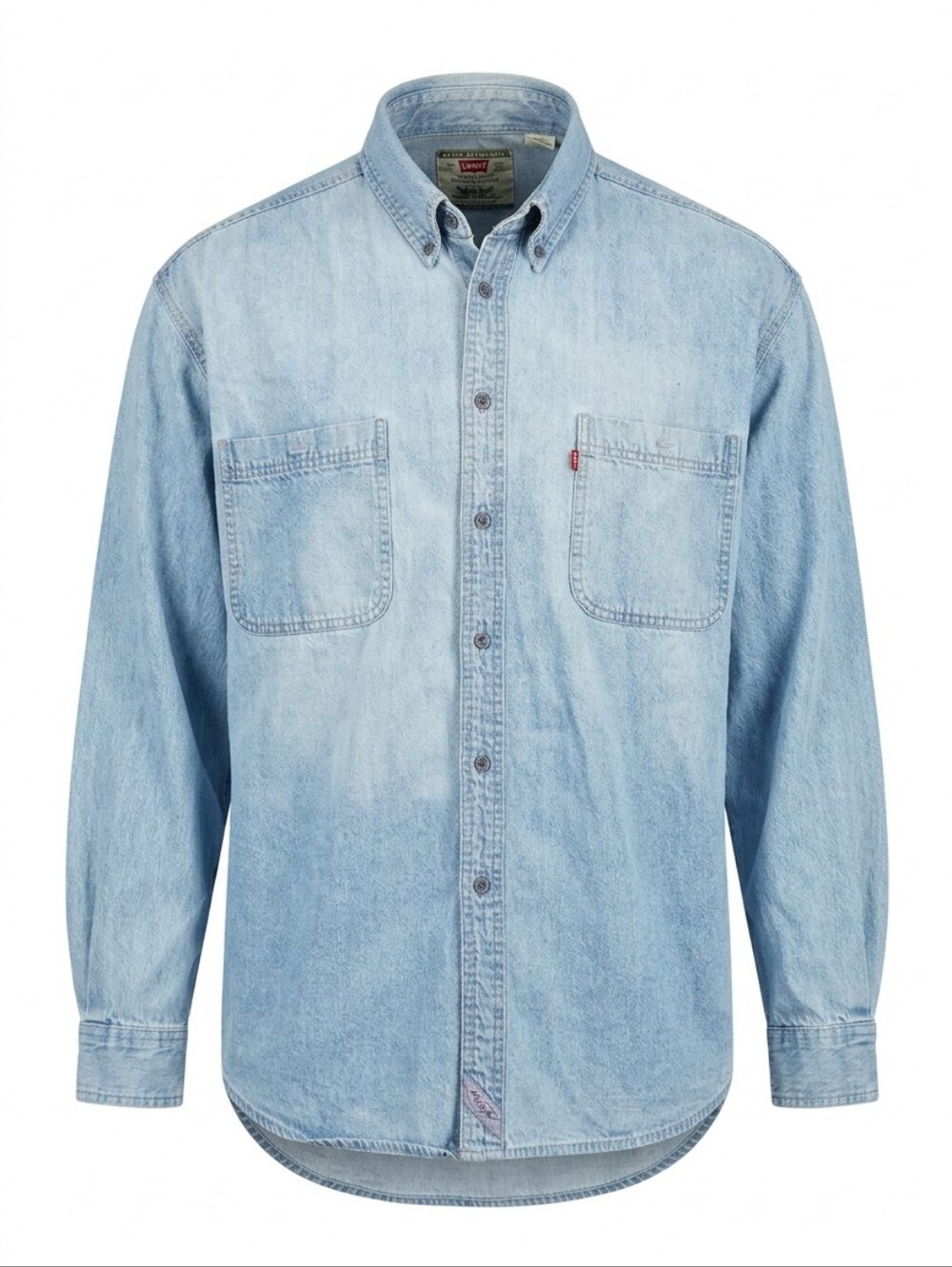 Levi's Shirt Mens XL Blue Denim Light Washed Cotton Button-Down Western Work